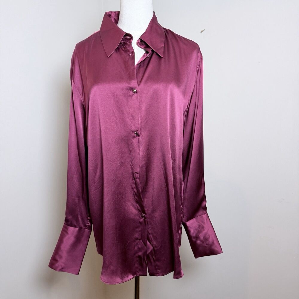 GAUGE81 Okaya Burgundy 100% Silk Blouse S NWT Swarovski Crystal Buttons